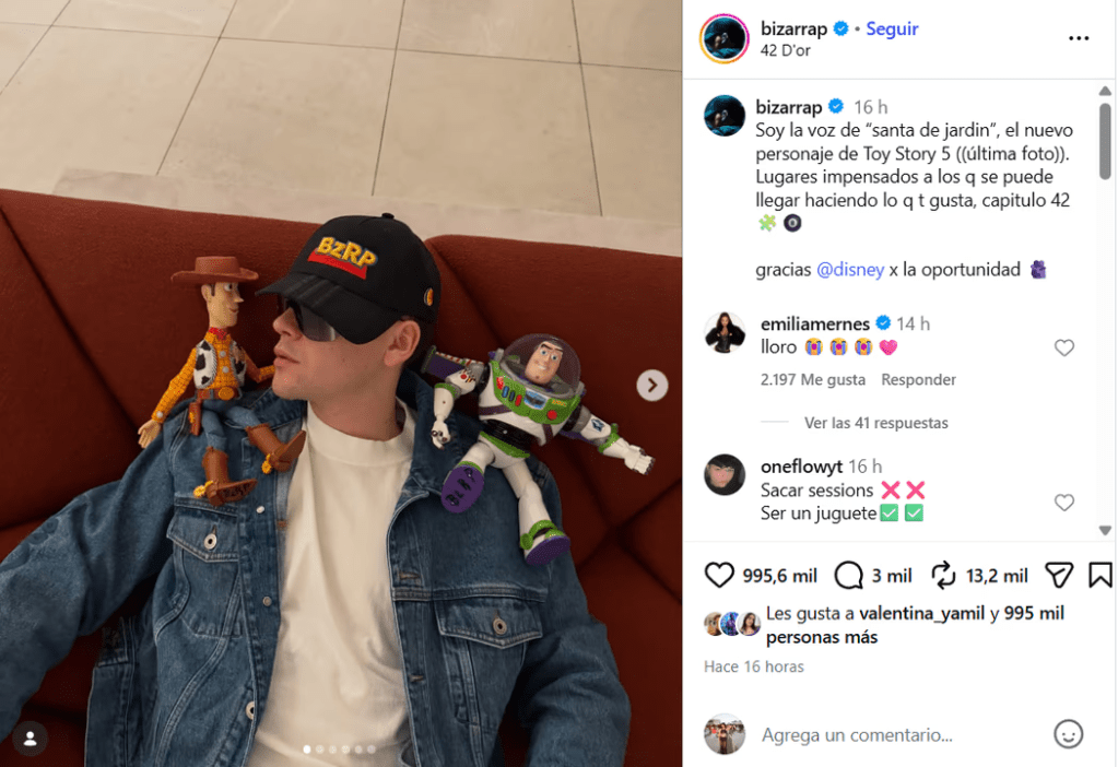 Confirmaron que Bizarrap participará en Toy Story&nbsp;5